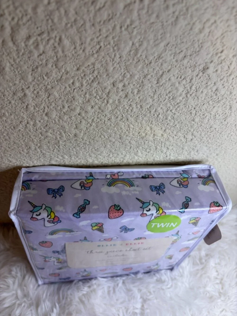 Ollie & Ellie Unicorn Rainbow Twin Sheet Set 3pc Girls Bedding Cute NWT